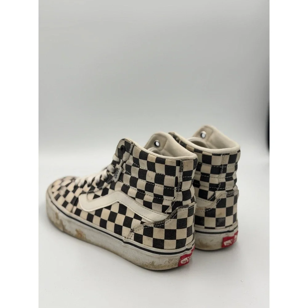 Vans Womens Black White Sk8-Hi Tapered Sneakers Checkerboard Lace Up Outdoor 7